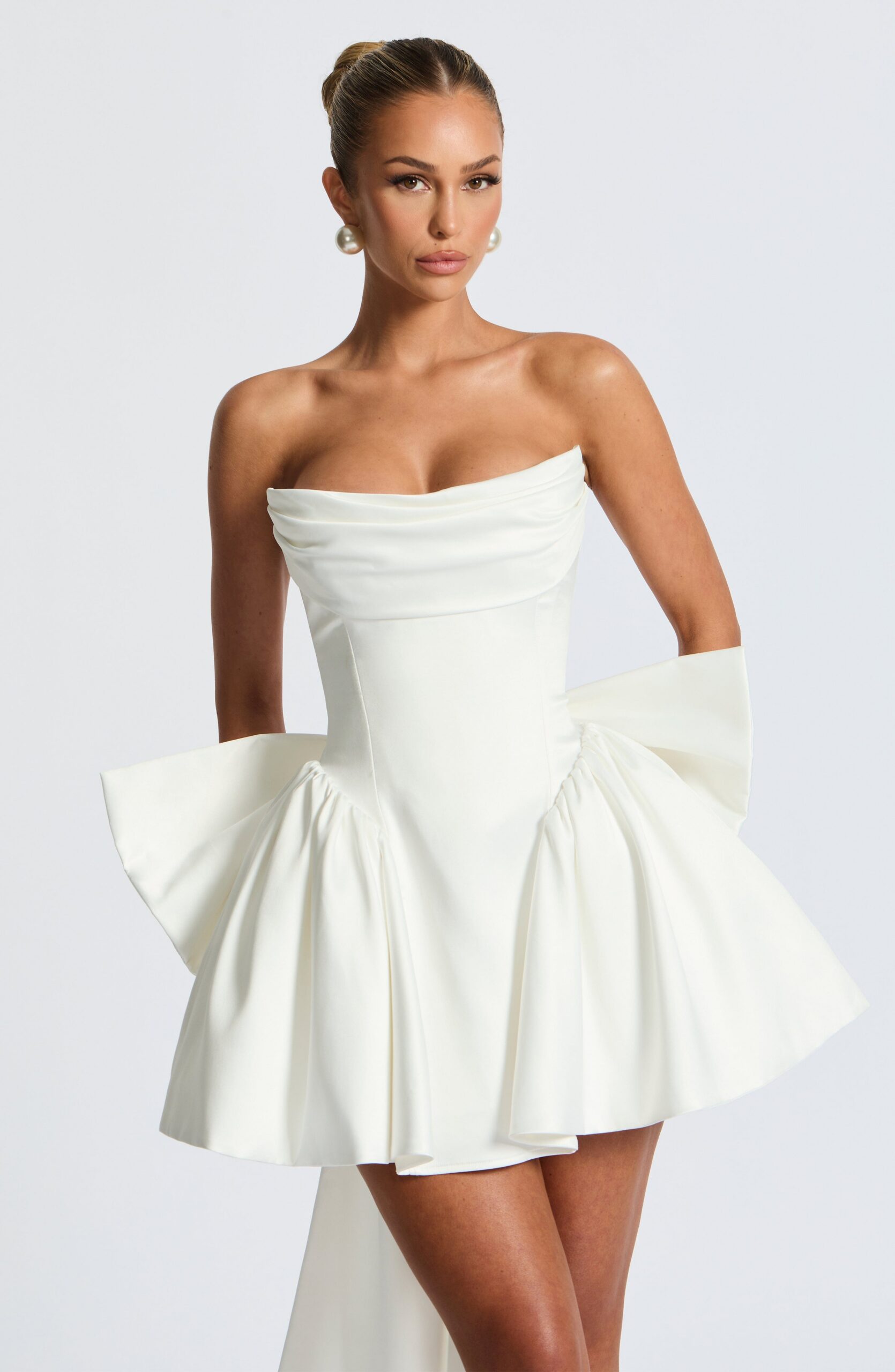 TRINITY MINI DRESS IN IVORY - ELEGANT PARTY WEAR