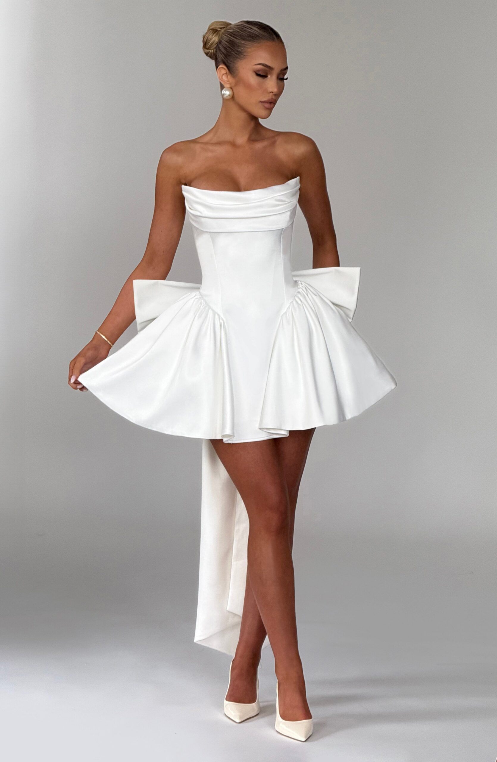 TRINITY MINI DRESS IN IVORY - ELEGANT PARTY WEAR