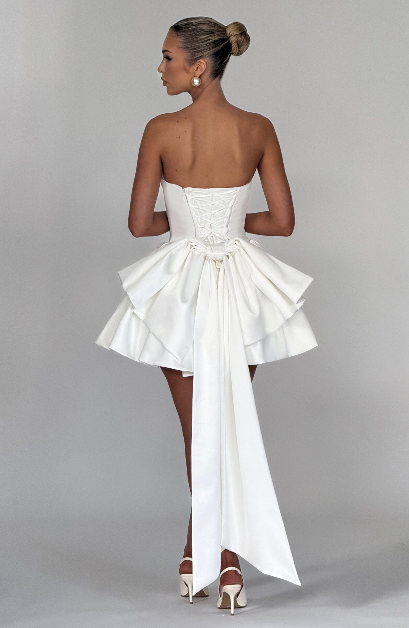 TRINITY MINI DRESS IN IVORY - ELEGANT PARTY WEAR