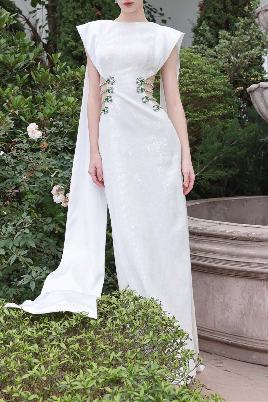 Stunner Sheath Symmetric Flap Sequin maxi Dress