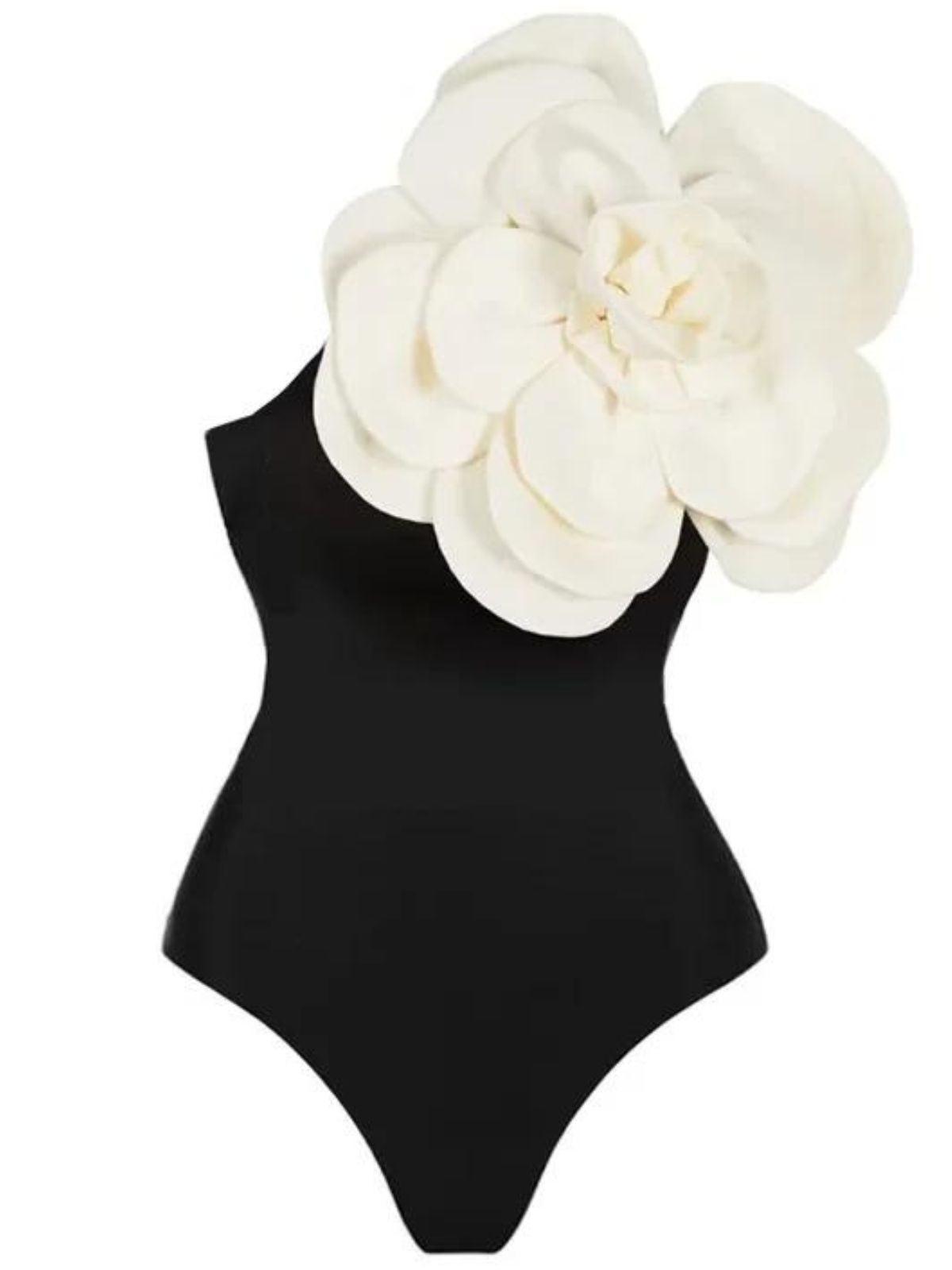 AURELIANA FLOWER ONE-PIECE BLACK VINTAGE SWIM