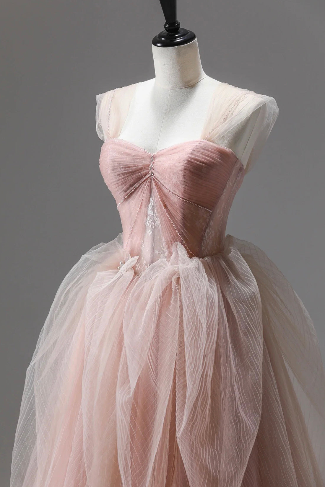A-LINE OFF-SHOULDER PINK PROM GOWN