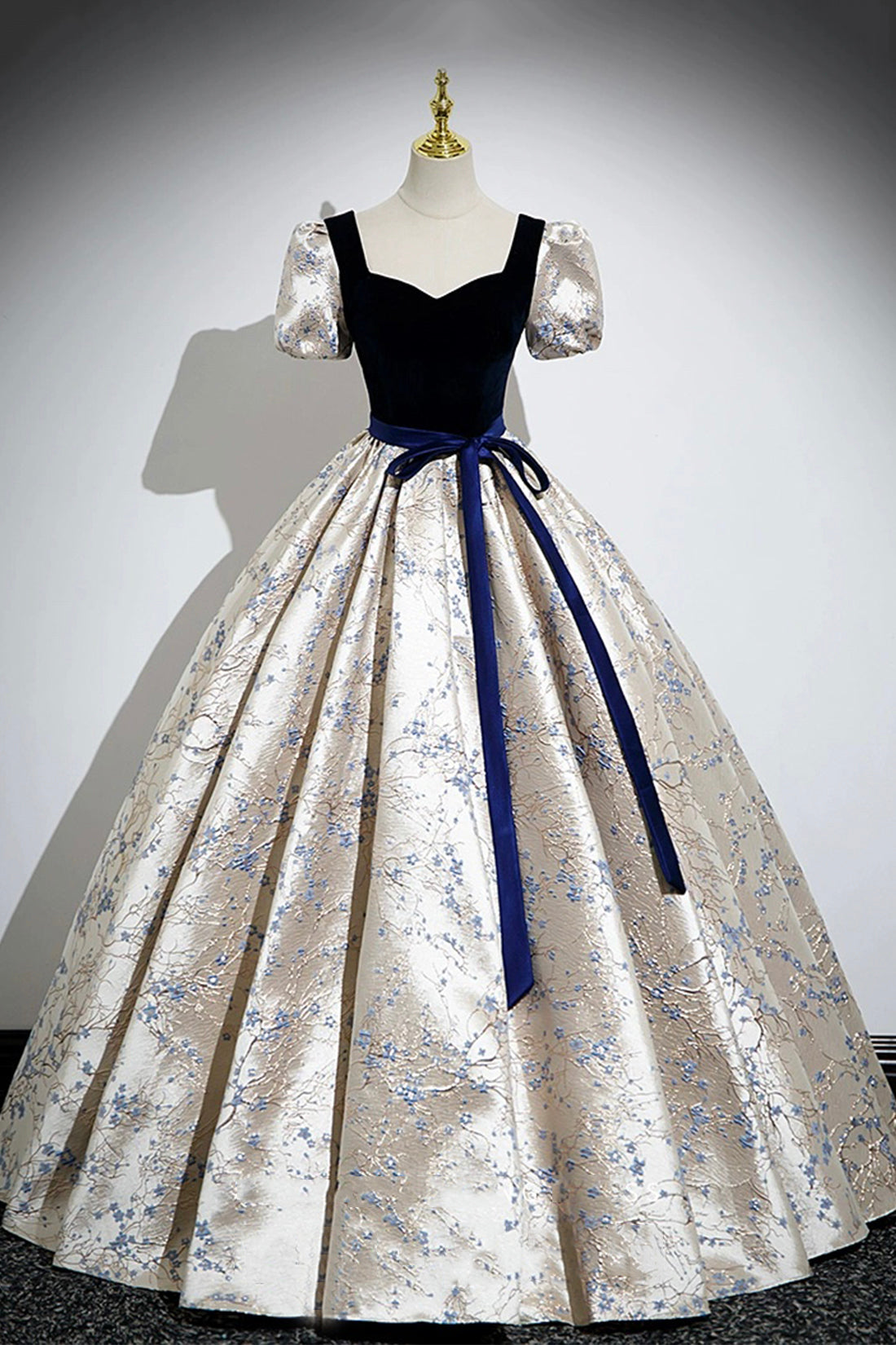v1.011_deb89d74-2839-412d-a0e0-c983e99d2e15 BLUE VELVET PRINT A-LINE PROM DRESS