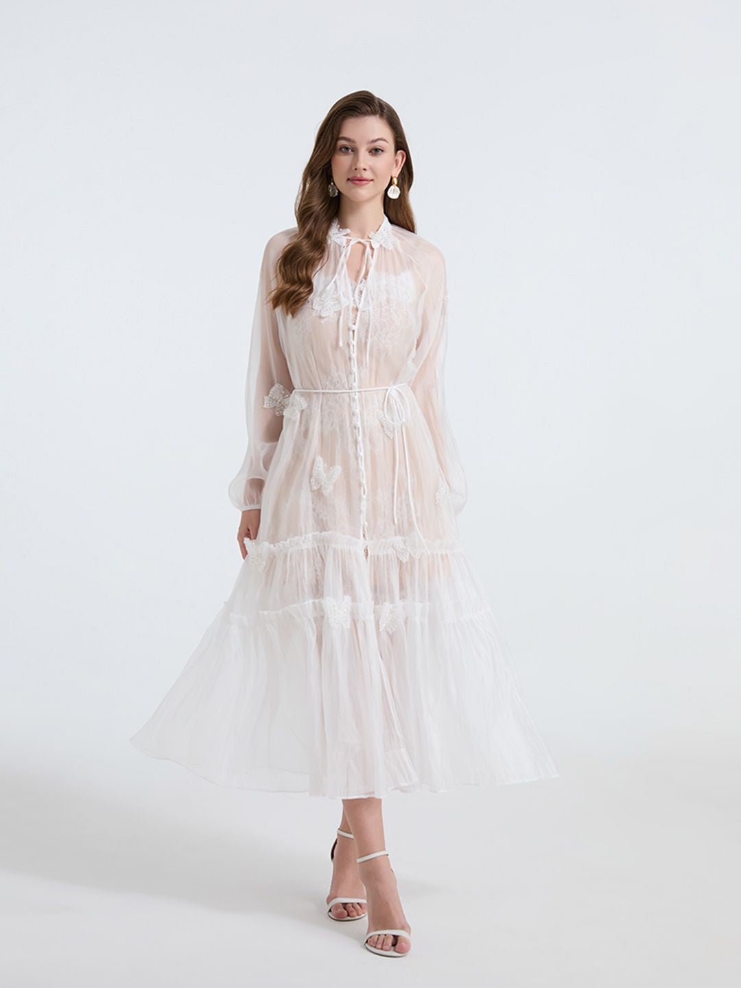 SHEER LACE MAXI DRESS, WHITE WEDDING GUEST