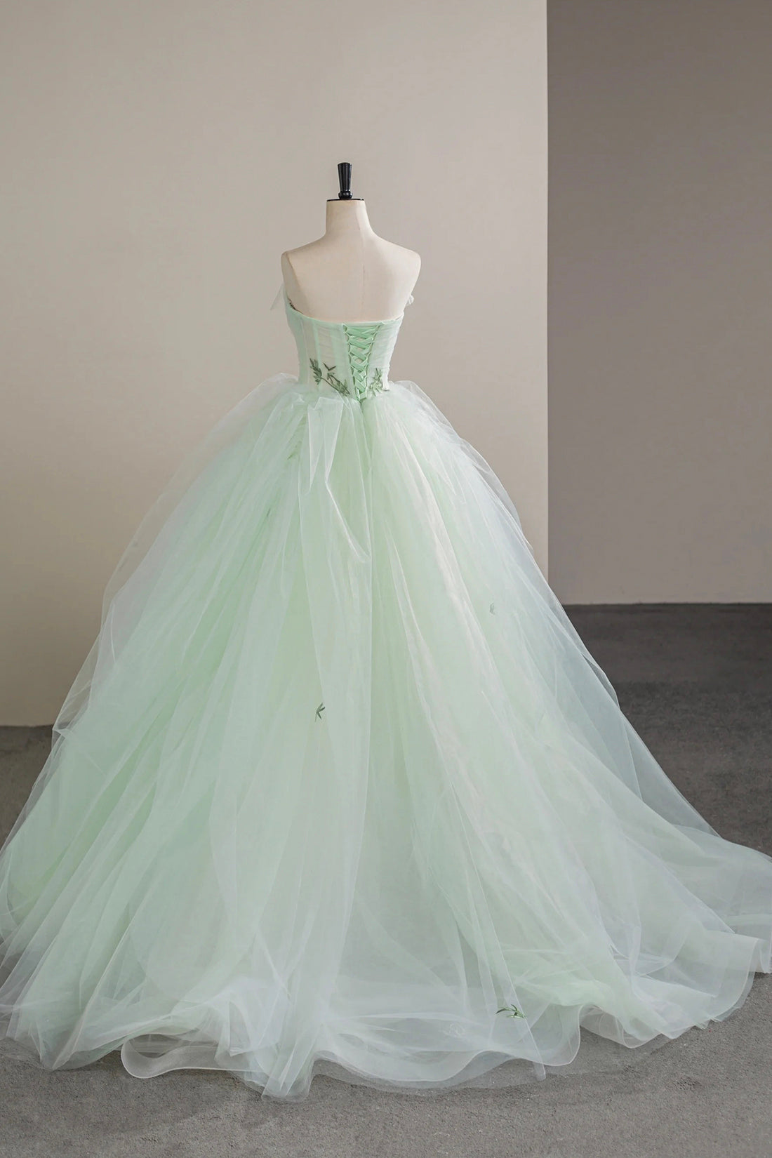 GREEN STRAPLESS LACE DRESS FOR COCKTAIL PARTY