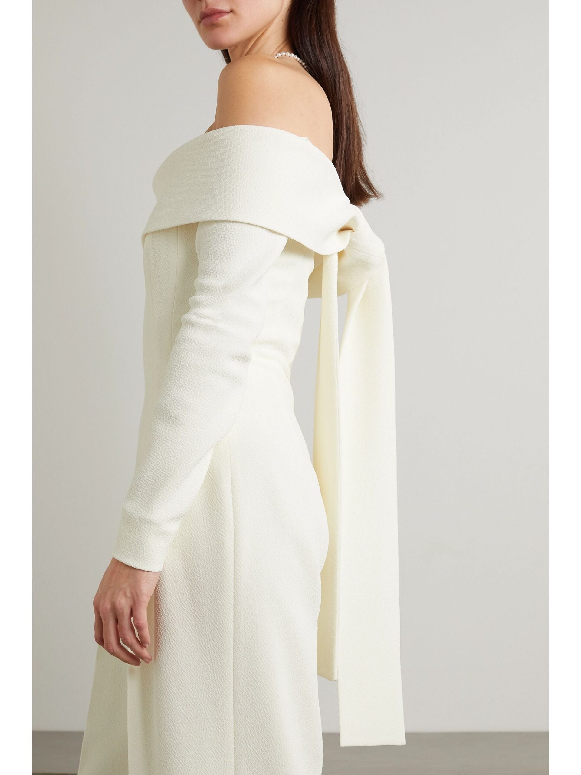 VESPER OFF-SHOULDER CREPE JUMPSUIT IVORY