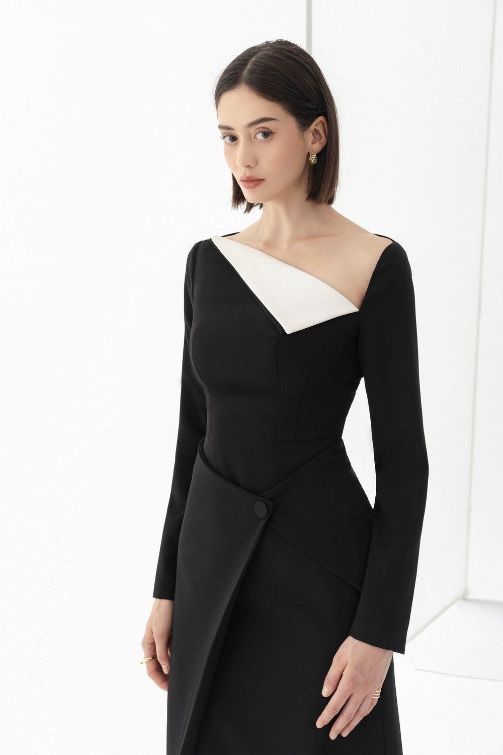 WENDY ASYMMETRIC SHEATH MIDI DRESS FOR COCKTAIL