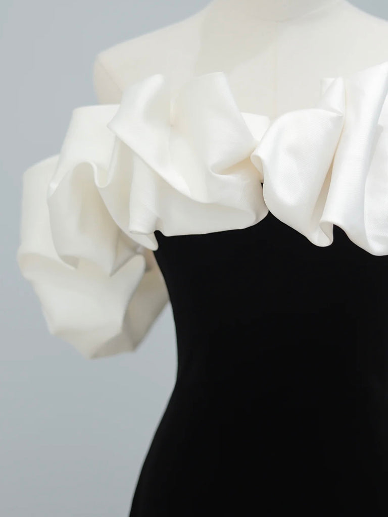 BLACK MAXI DRESS, ELEGANT A-LINE FOR WEDDING GUEST