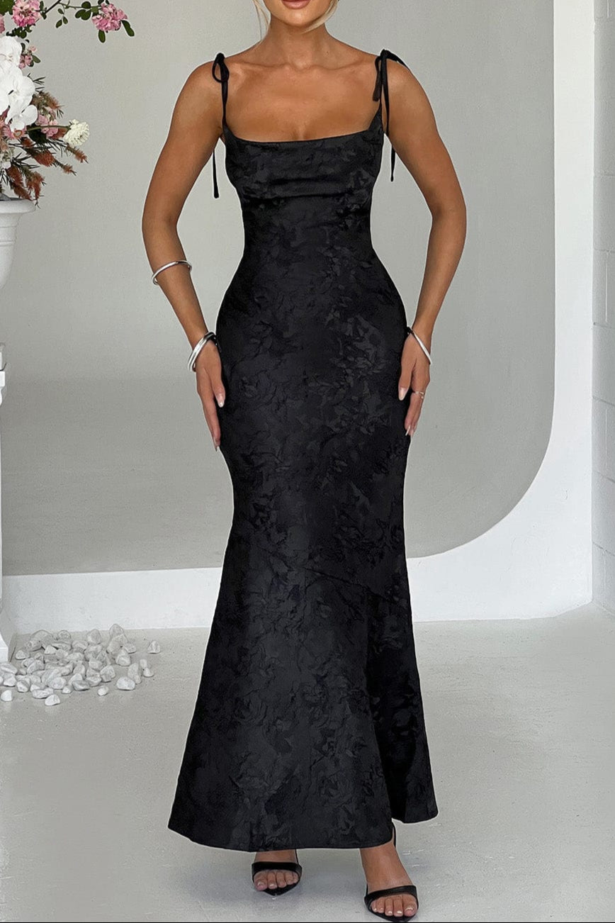 WHITNEY MAXI DRESS - BLACK, ELEGANT EVENING SILHOUETTE