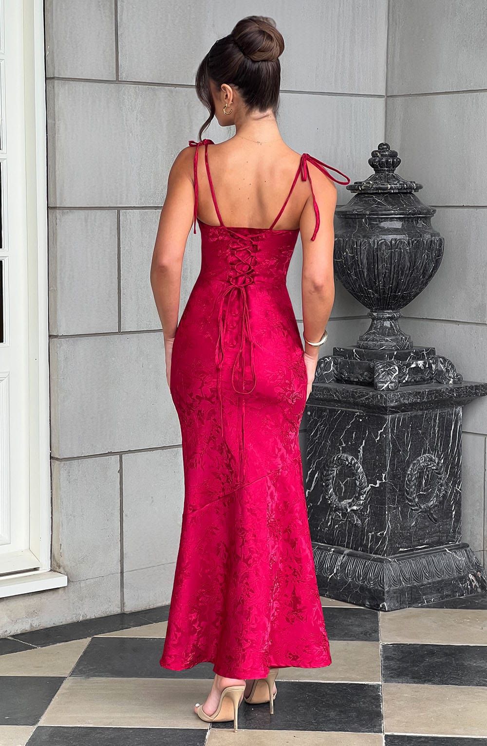 WHITNEY MAXI DRESS IN RED - ELEGANT A-LINE