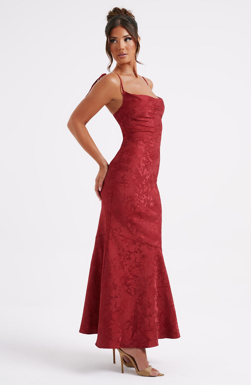 WHITNEY MAXI DRESS IN RED - ELEGANT A-LINE