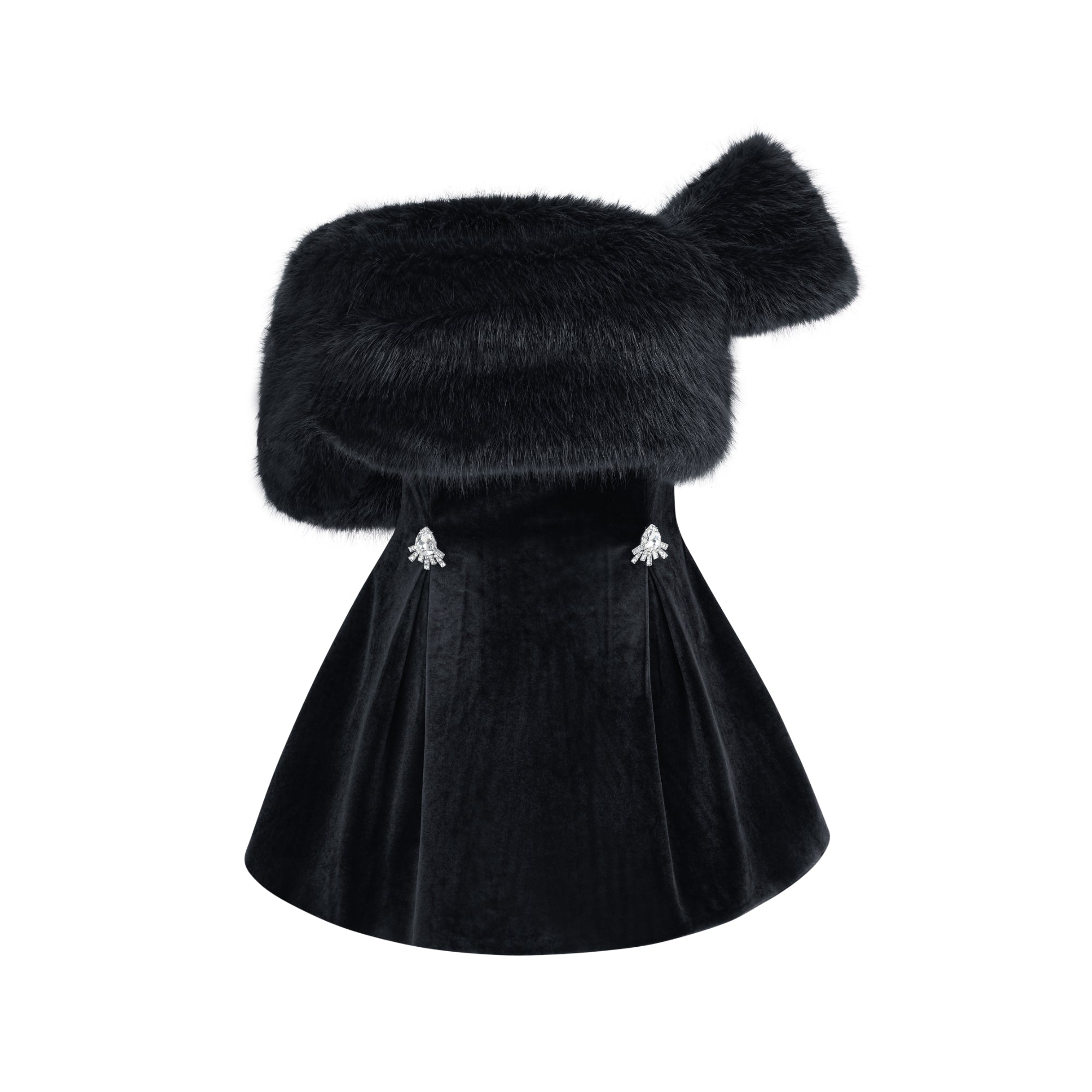 WOMEN'S VELVET FUR DRESS FOR PARTY
