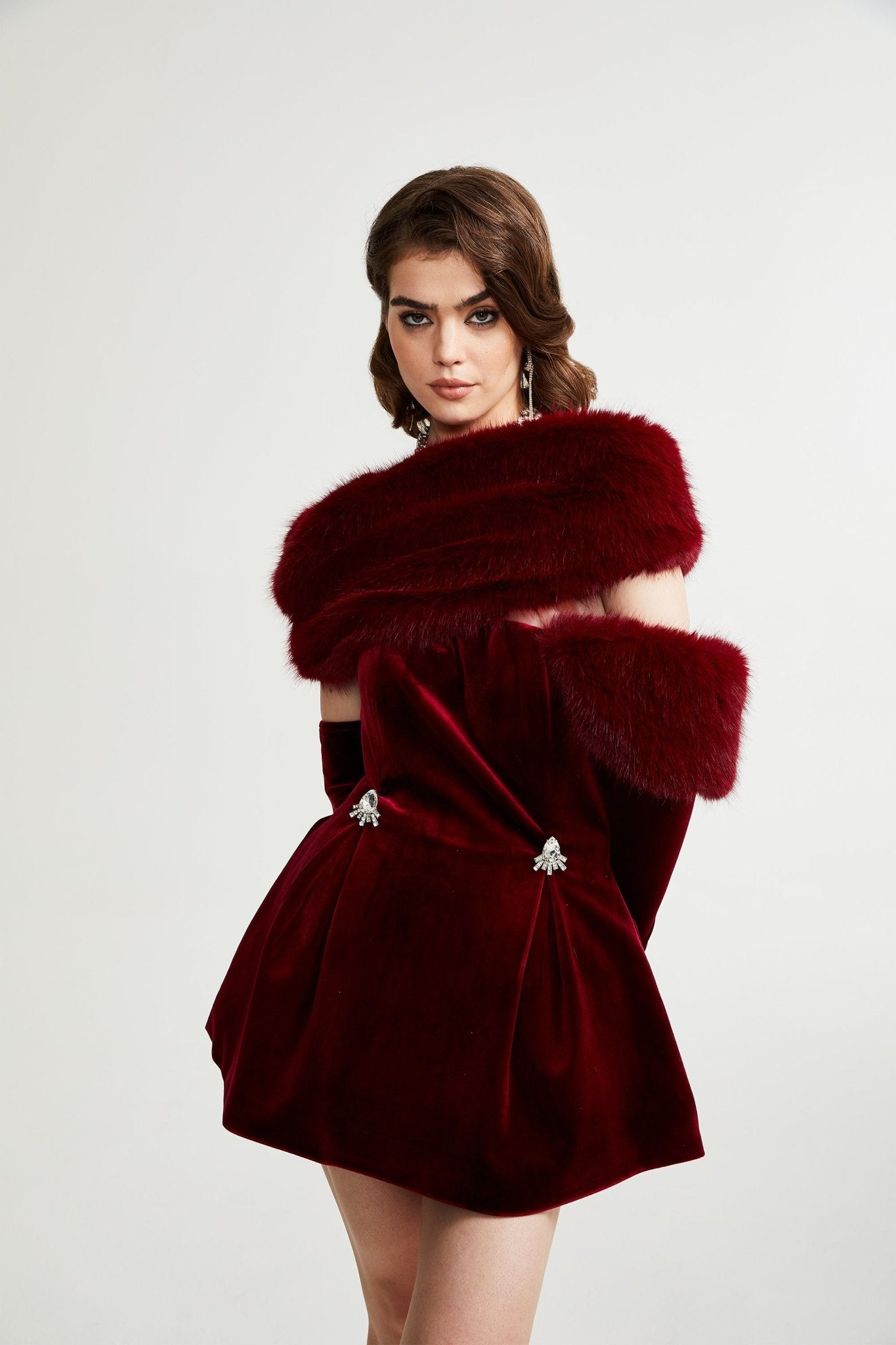WOMEN'S VELVET FUR DRESS FOR PARTY