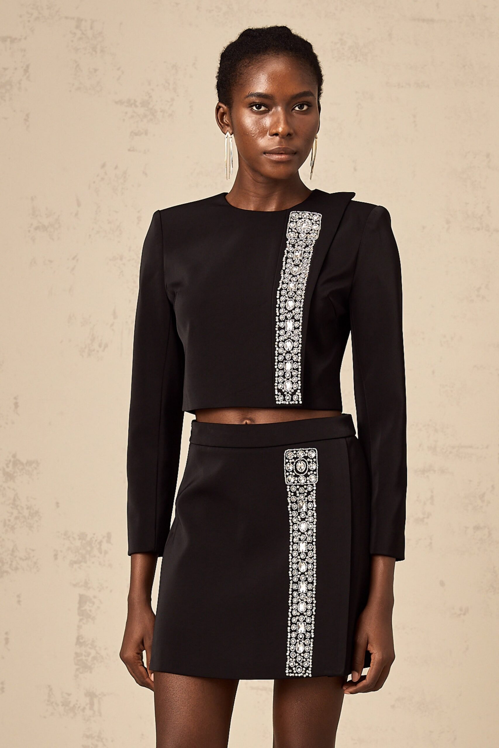 SYLVIA CRYSTAL SIDE SLIT SKIRT SET - FORMAL EVENING