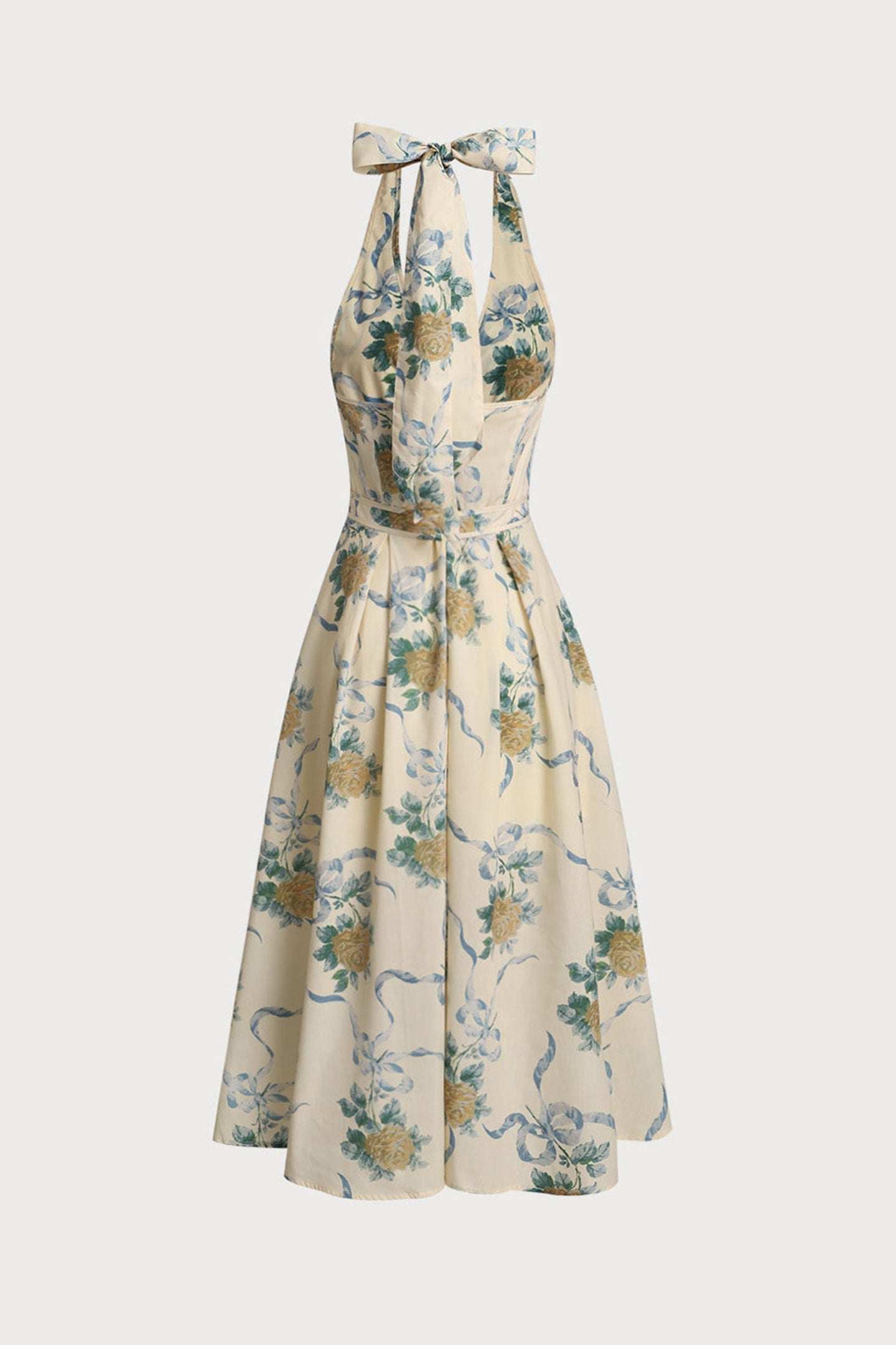 DEIRDRE FLORAL MIDI DRESS, YELLOW V-NECK, SUMMER