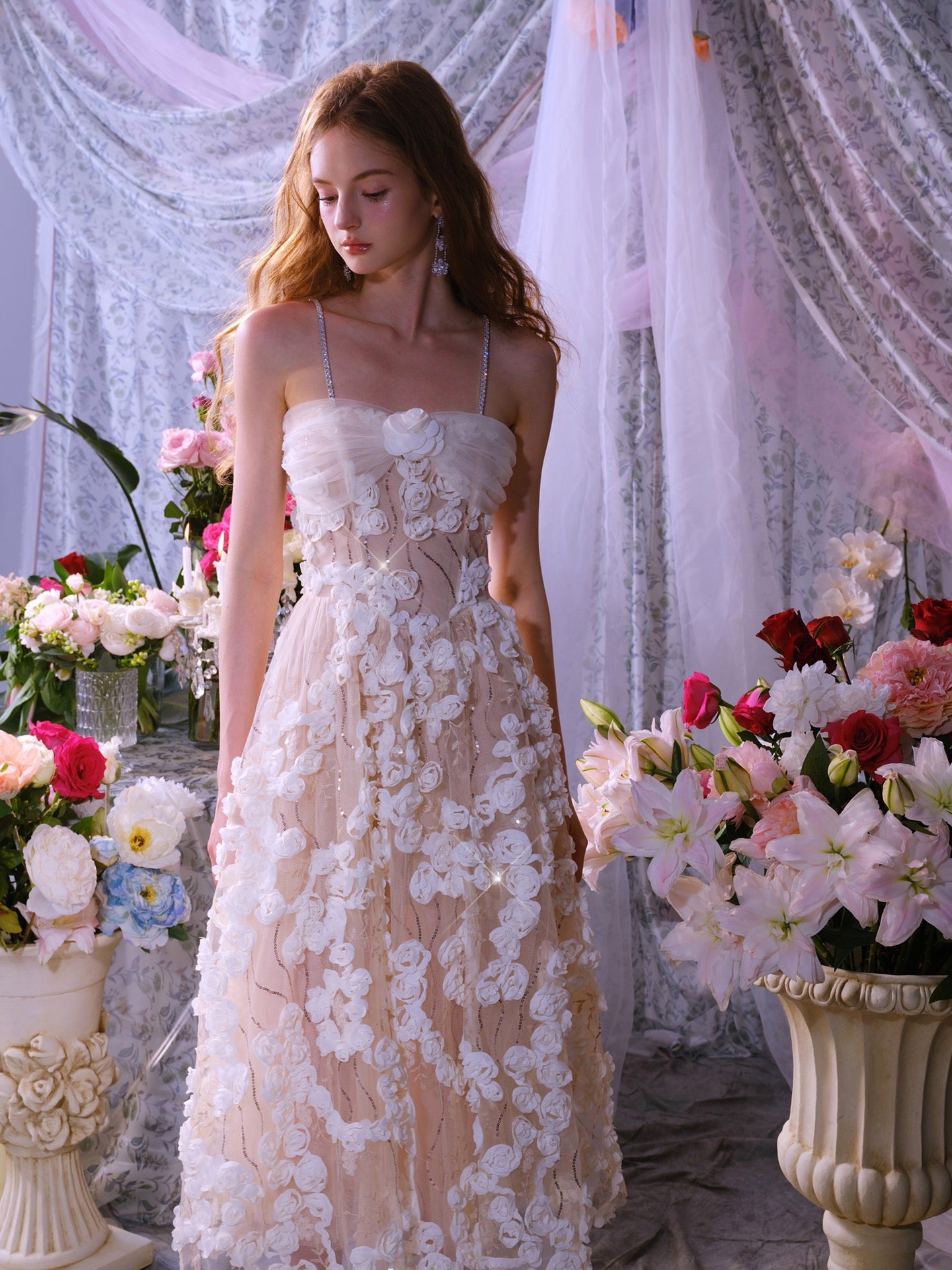 GLAM RHINESTONE CHAIN MAXI DRESS, WHITE, WEDDING GUEST