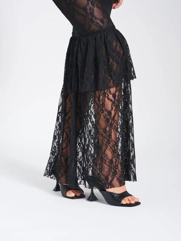 ZEN BLACK LACE CORSET MAXI DRESS, BOHO WEDDING