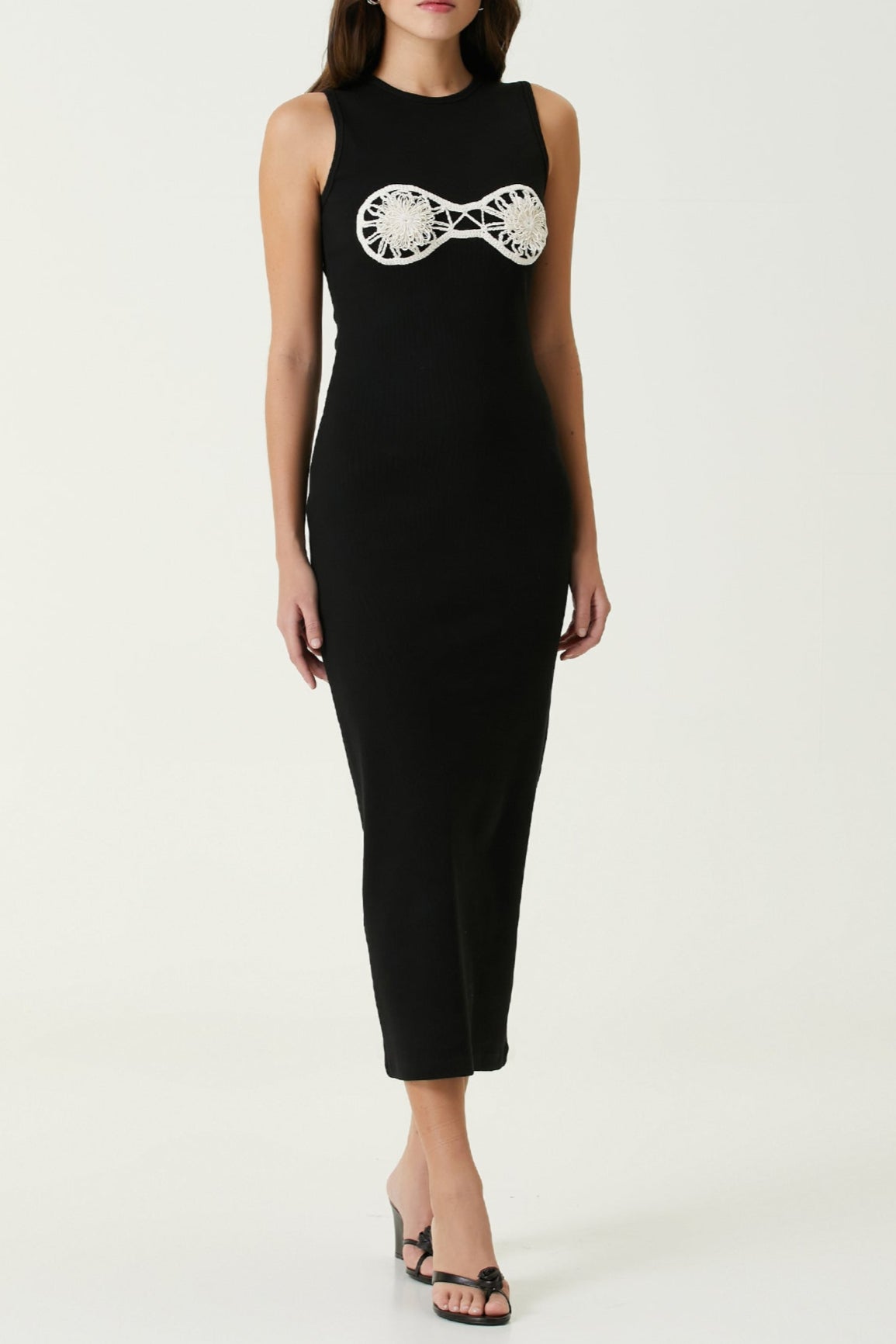 CAROL BLACK CROCHET MIDI TANK DRESS