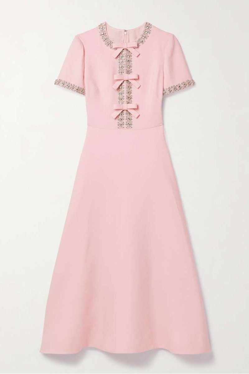 ZOE CRYSTAL BOWKNOT MIDI DRESS FOR EVENTS