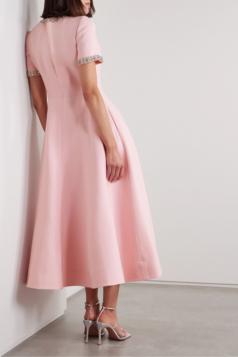 ZOE CRYSTAL BOWKNOT MIDI DRESS FOR EVENTS