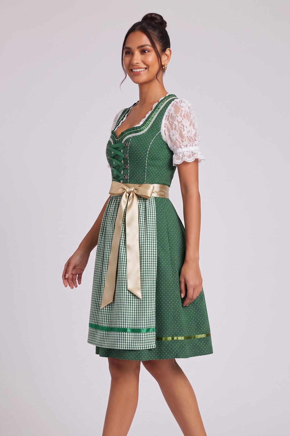 01884fe3bcf092e4 FOREST GREEN FIT-AND-FLARE DIRNDL DRESS SET