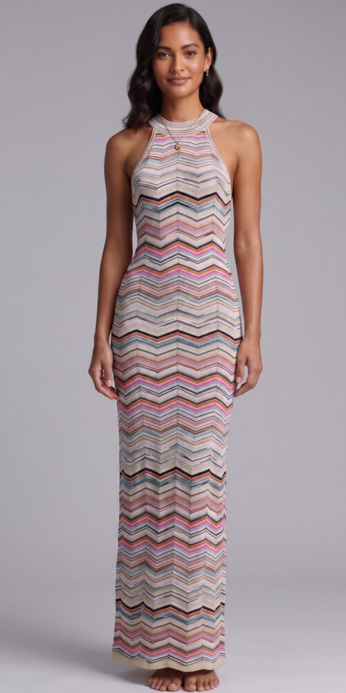 01c82d8df151b2a4 VIBRANT CHEVRON HALTER MAXI DRESS FOR SUMMER