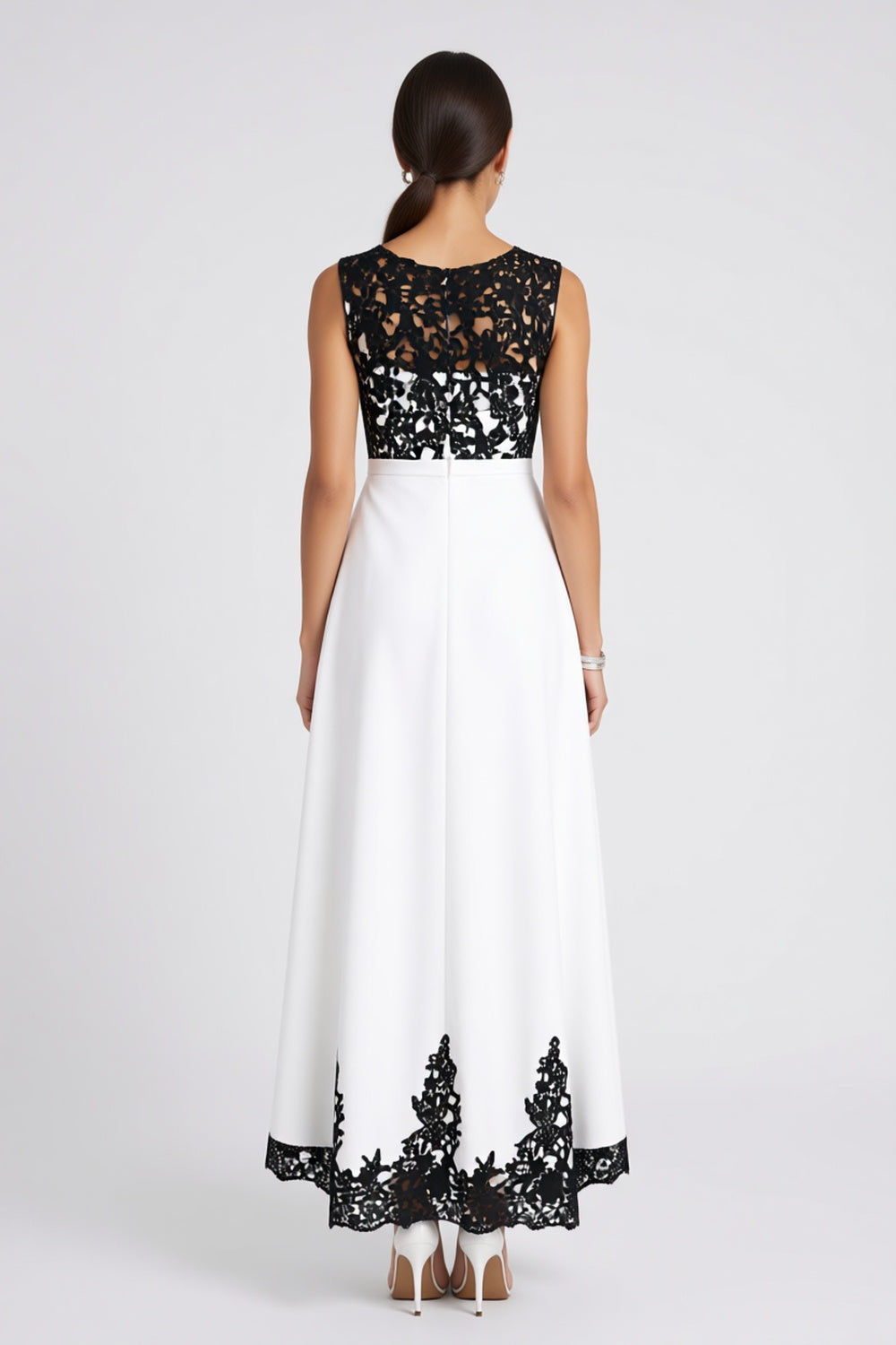 01c9bee03a795d6c FLORAL LACE HIGH-LOW A-LINE EVENING DRESS