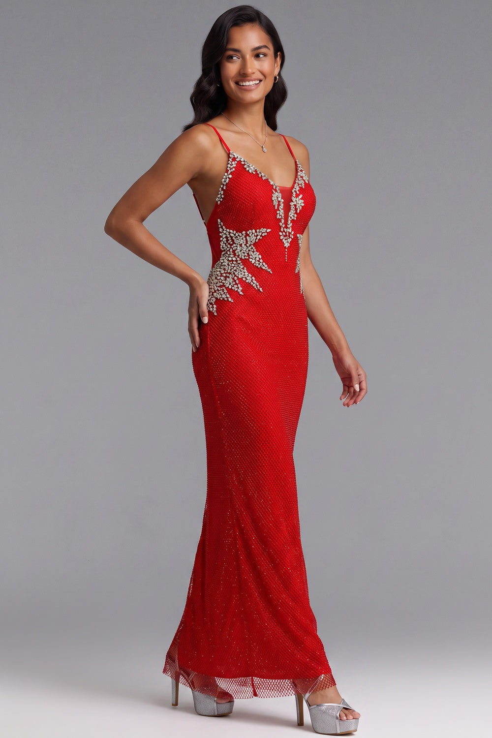 03ef32e9140143eb RED BEADED MERMAID EVENING GOWN SPARKLE