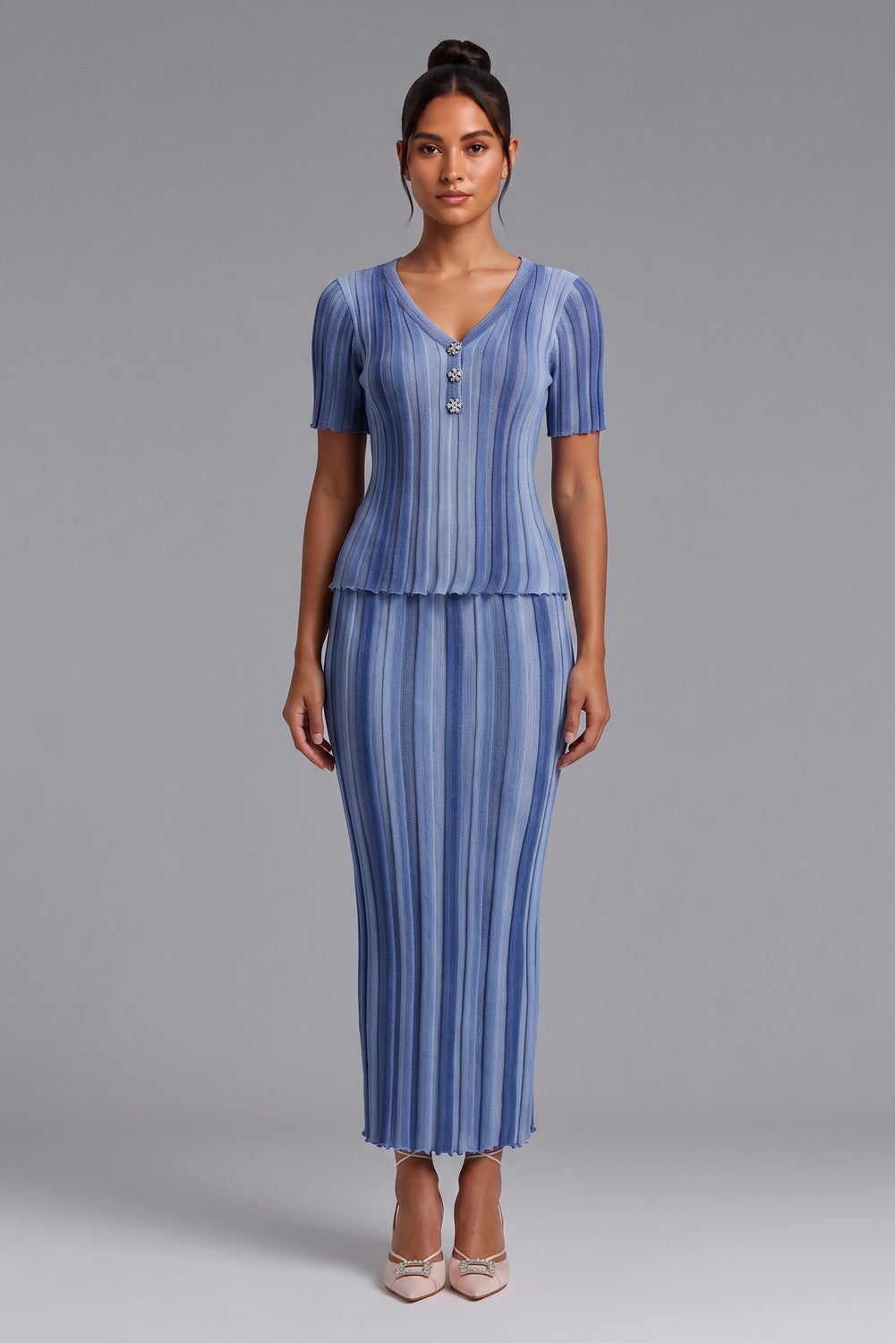 069901090d679729 LIGHT BLUE RIBBED KNIT SET GRADIENT STRIPE