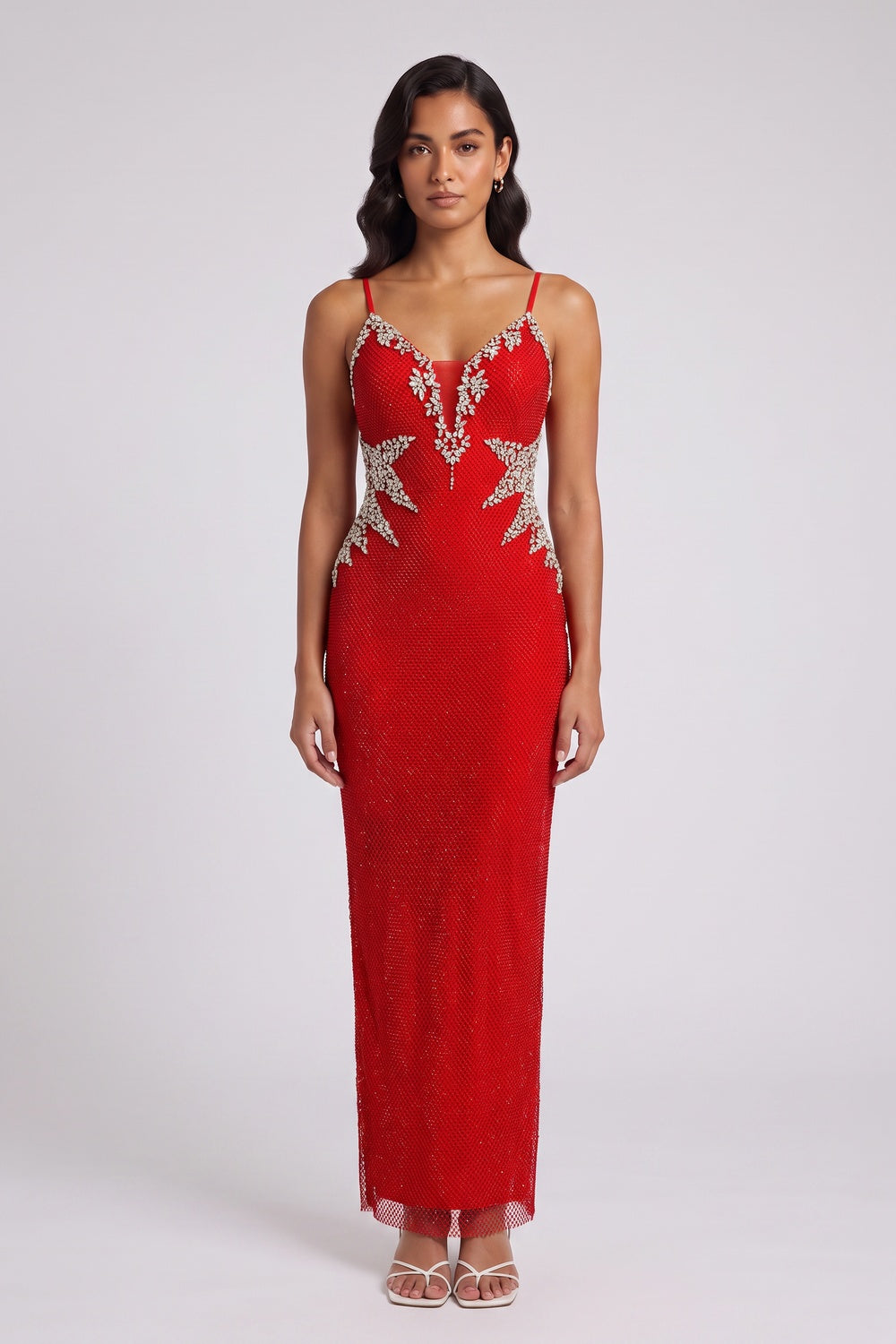 06bbb3c0ab52450f RED BEADED MERMAID EVENING GOWN SPARKLE