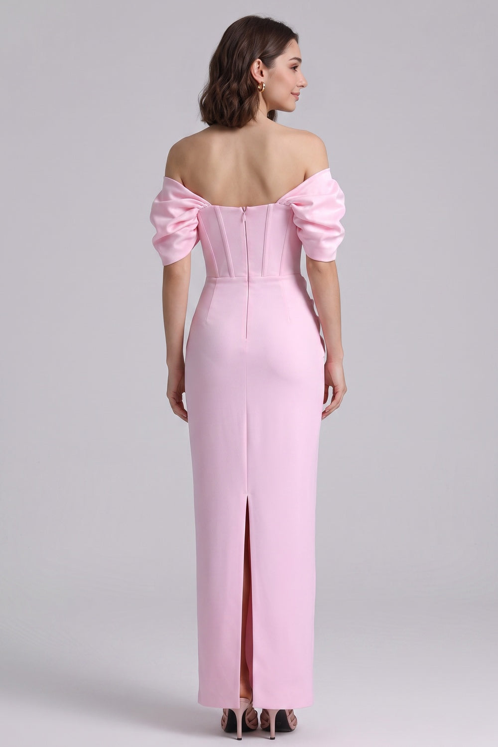 078472882e999eab LIGHT PINK SATIN COLUMN GOWN SILVER TRIM EVENING