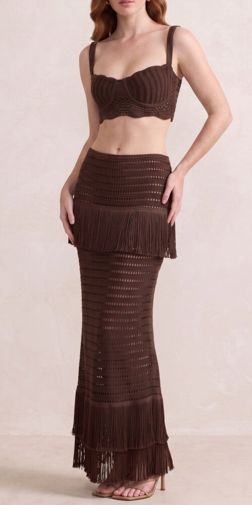 0902e42e3af36260 CROCHET FRINGE 2PC SET: CAMI CROP TOP & MERMAID MAXI SKIRT