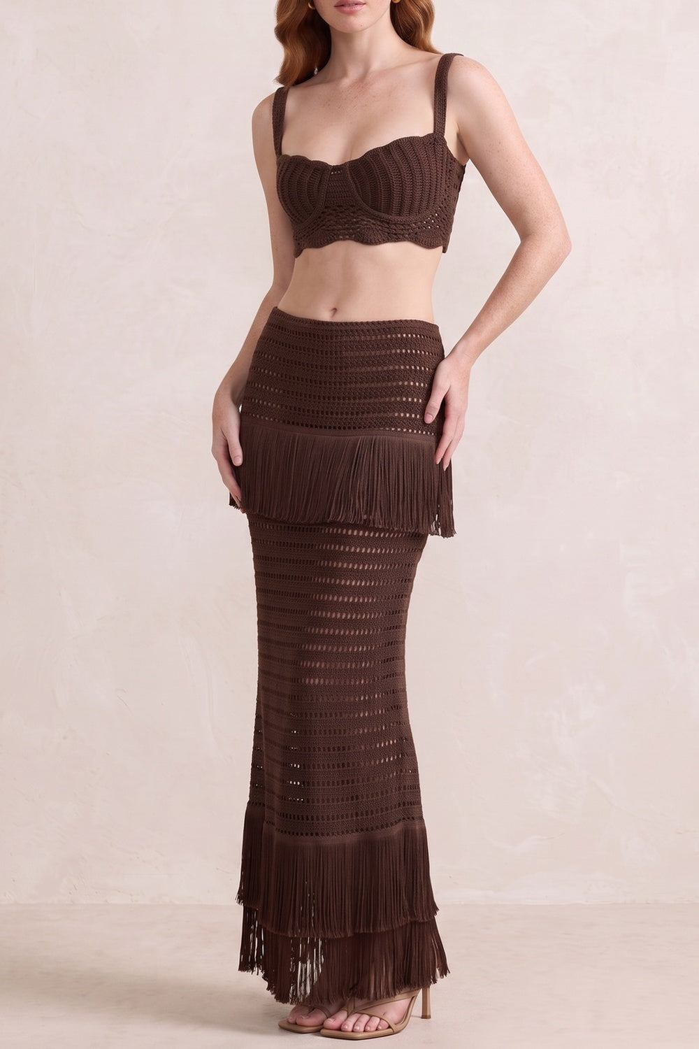 0902e42e3af36260 CROCHET FRINGE 2PC SET: CAMI CROP TOP & MERMAID MAXI SKIRT
