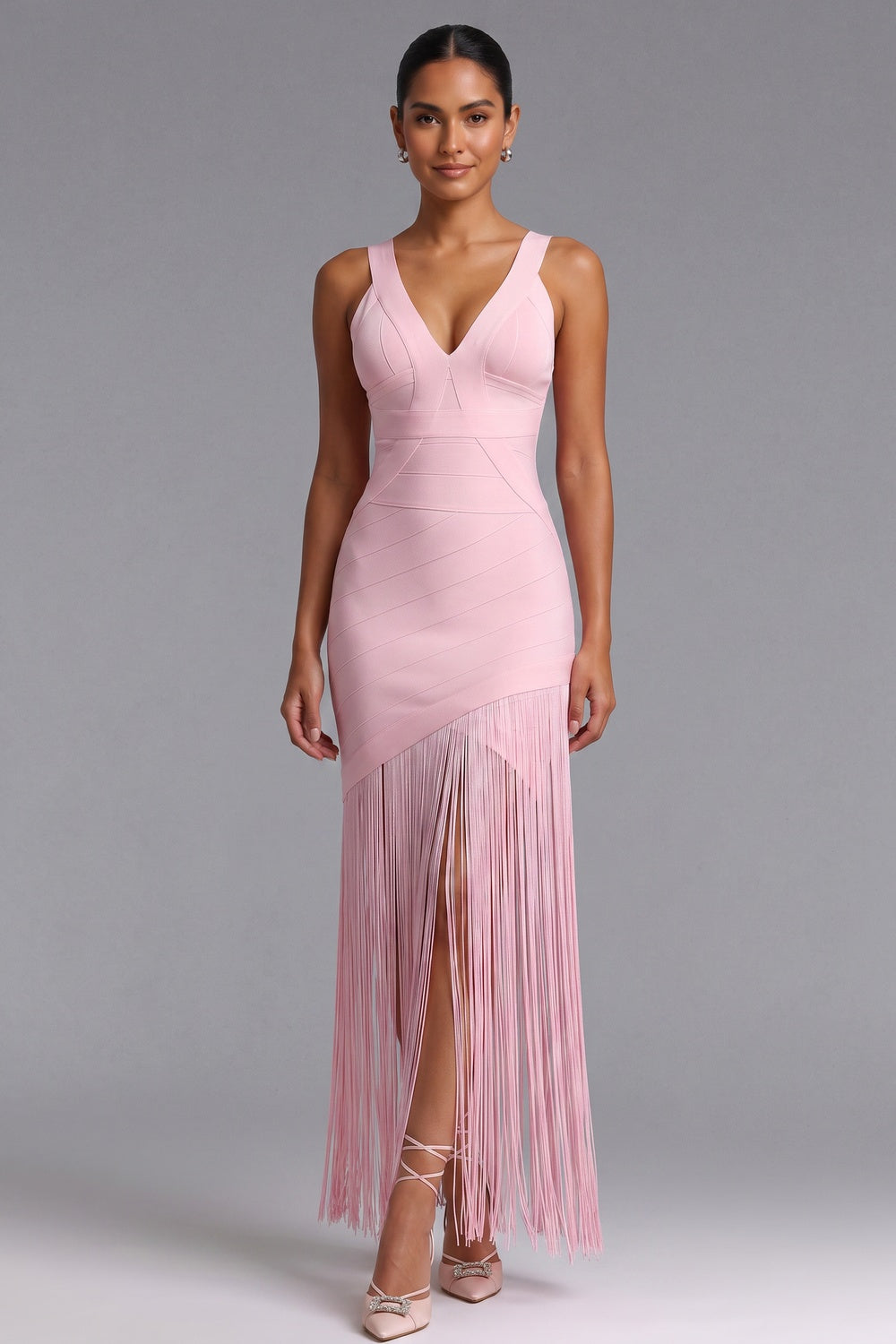 0929cedc46d01664 LIGHT PINK KNIT BODYCON DRESS FOR PARTY