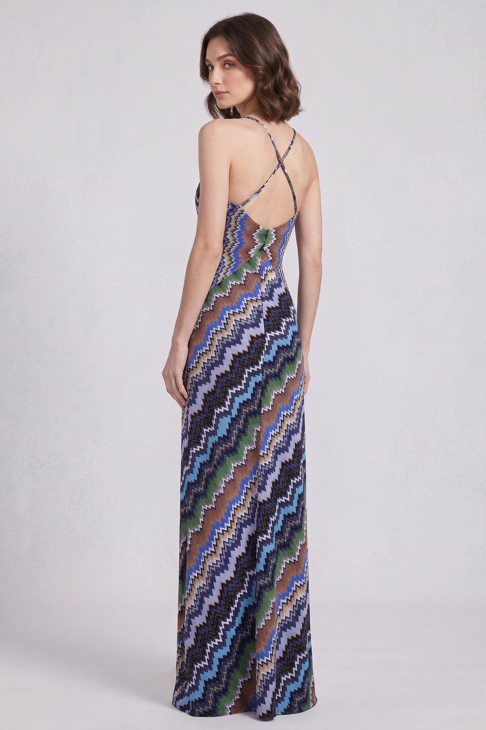 0aeecfb700a1b57e BLUE CHEVRON KNIT MAXI DRESS FOR WEDDING GUEST