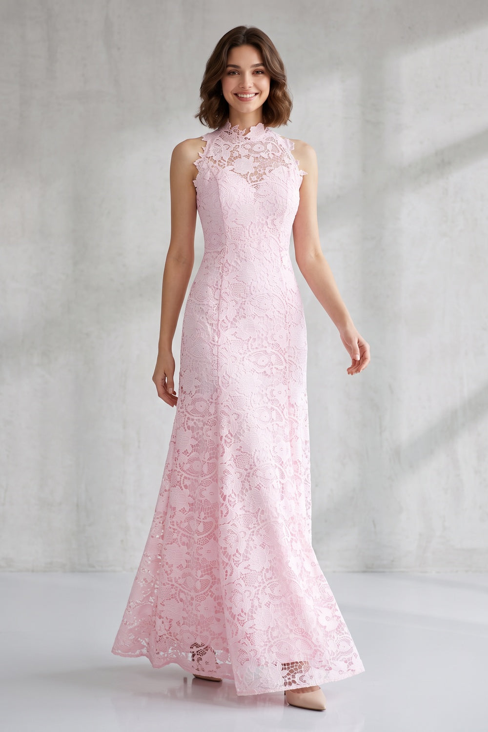 0e53bd3b639a6701 BLUSH PINK LACE MAXI DRESS FOR WEDDING GUEST
