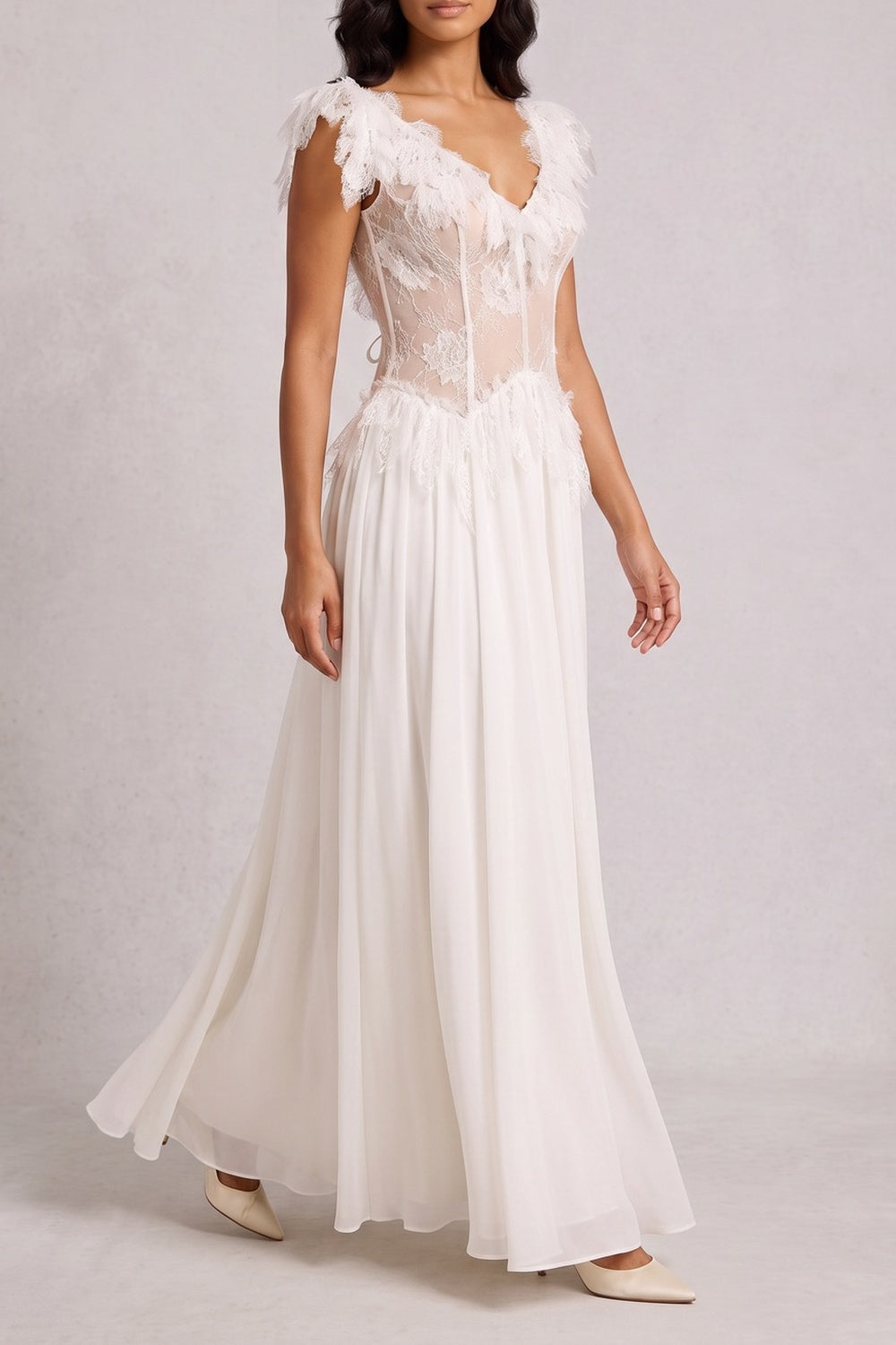 0e6c42a0f8e39b79 OFF SHOULDER LACE CORSET MAXI DRESS - WEDDING GUEST