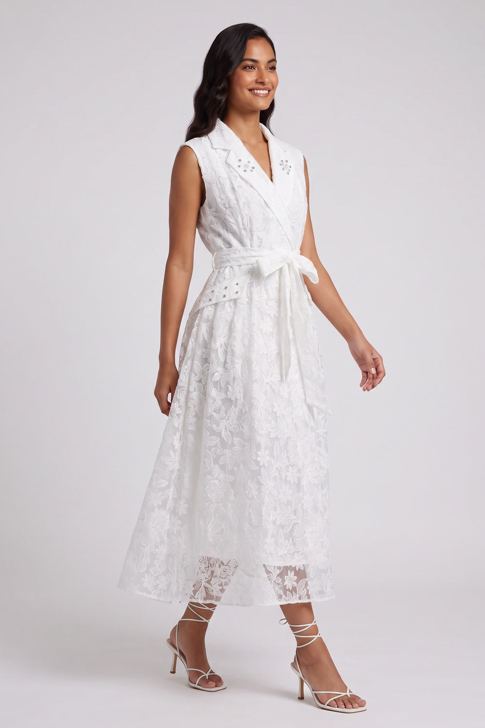 0e87fb4aab765196 WHITE FLORAL LACE A-LINE MIDI DRESS FOR WEDDING GUEST