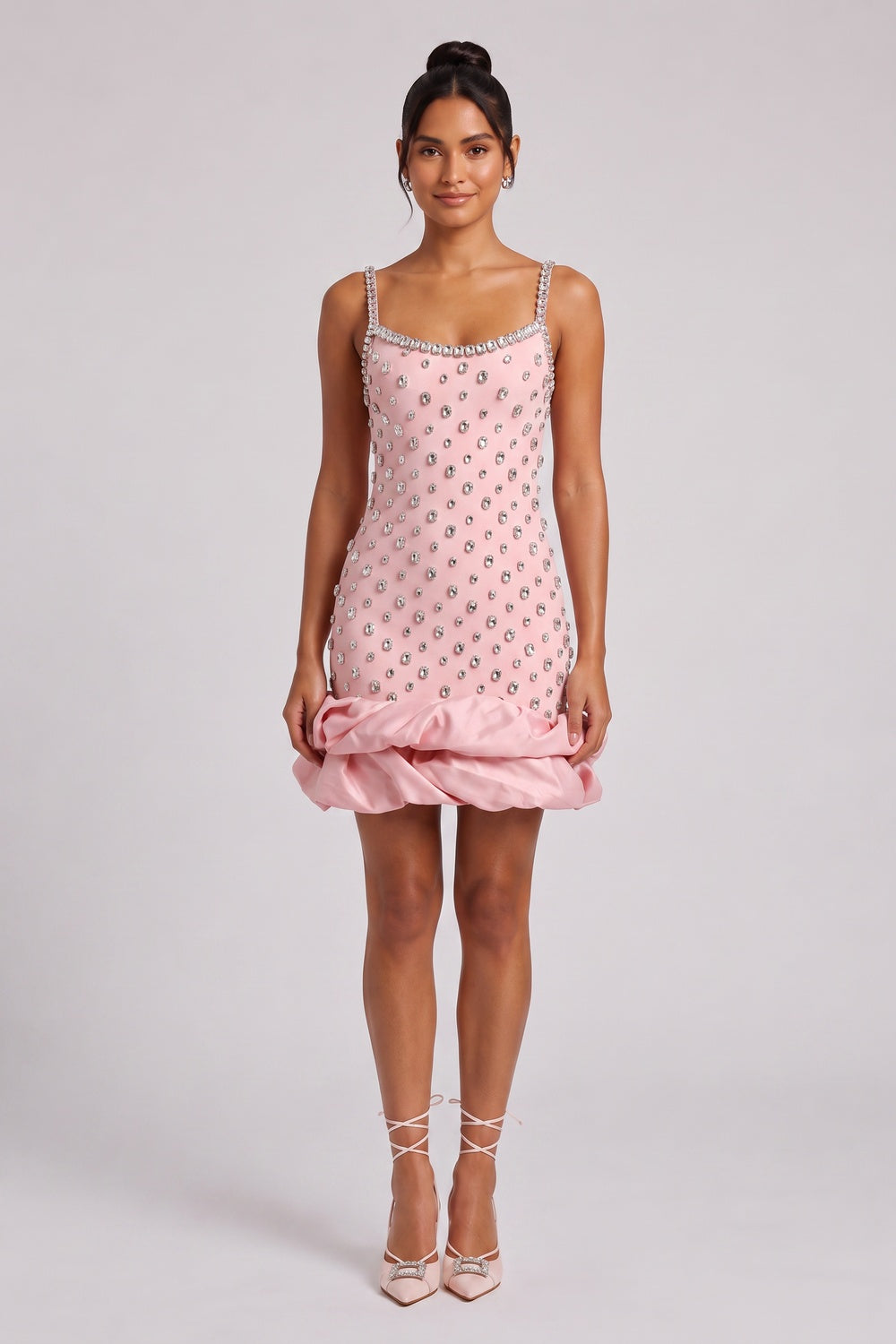 0effa2abfa09d164 LIGHT PINK BODYCON BUBBLE HEM DRESS, STRUCTURED PARTY