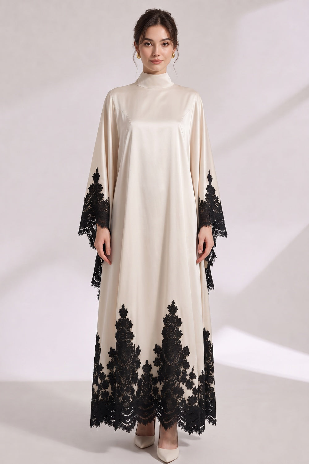 0fbcc5996a2d015c CREAM SATIN OVERSIZED A-LINE KAFTAN GOWN