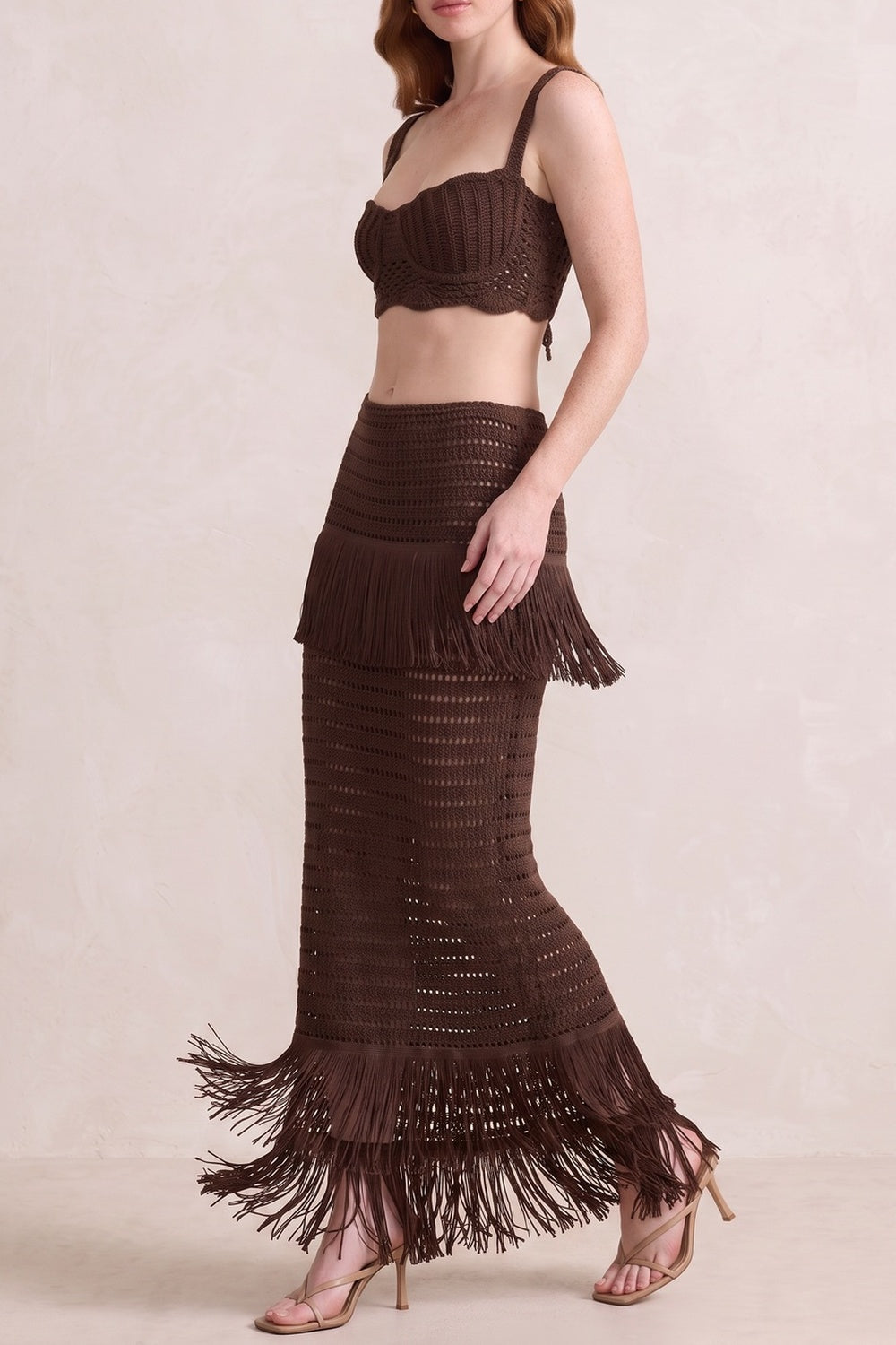 1249db17fea57f0f CROCHET FRINGE 2PC SET: CAMI CROP TOP & MERMAID MAXI SKIRT