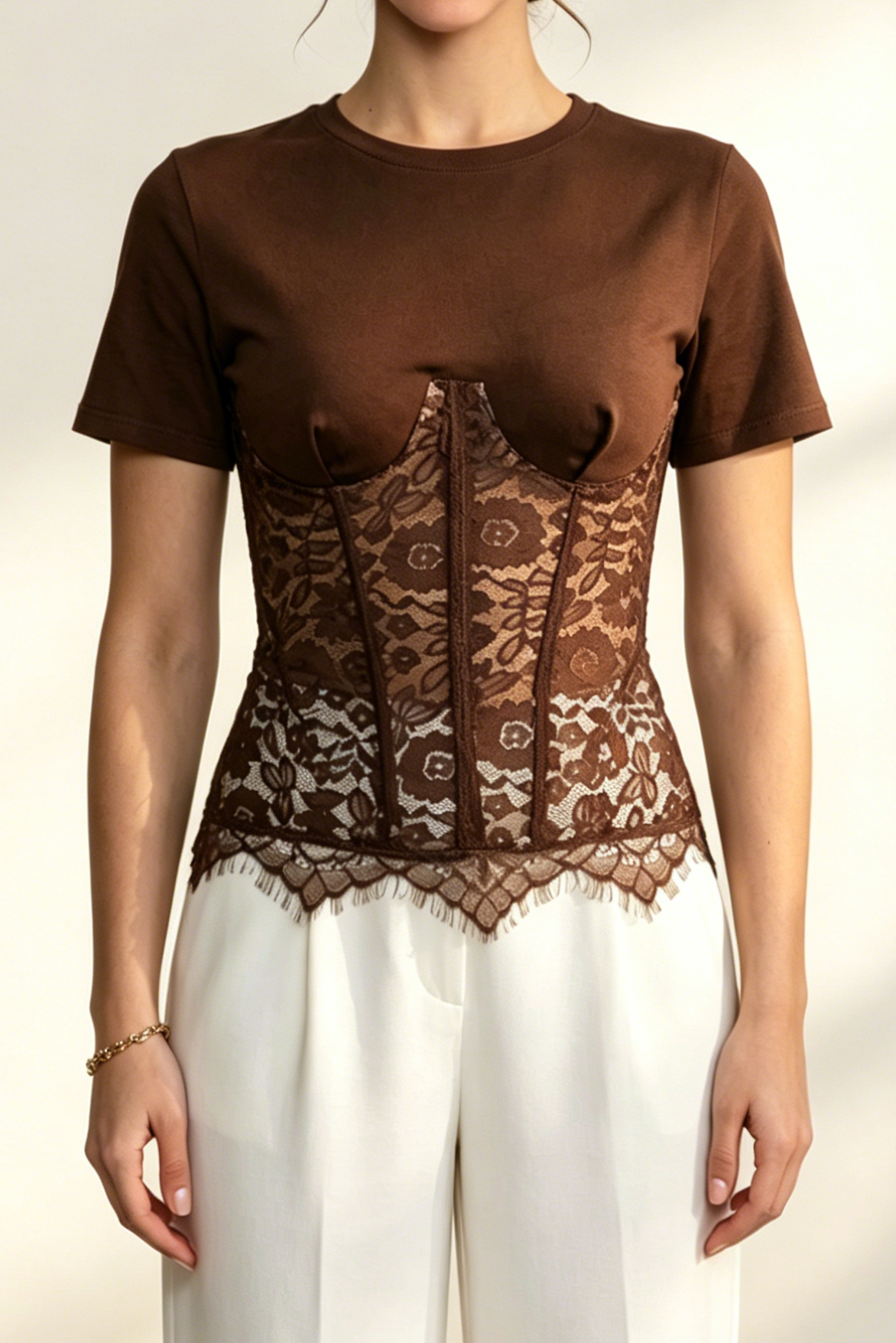 14_0aee0829-3a0d-4146-b5ac-55b233597fc9 BROWN SPLICED LACE CORSET TOP FOR DATE NIGHT