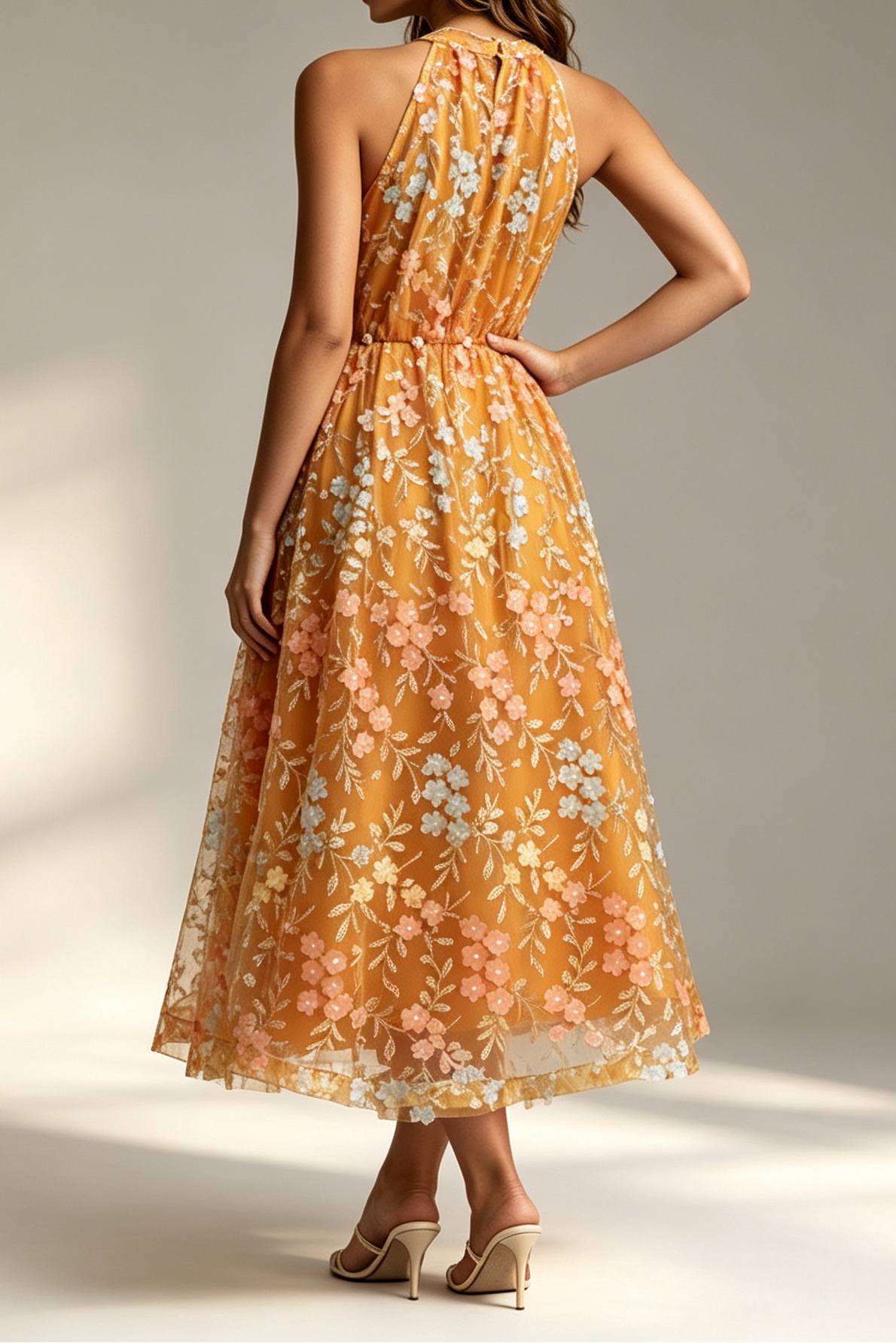 14_b4ac4b79-c2a0-4983-a980-3f5d34a506d7 MUSTARD HALTER FLORAL EMBROIDERY SHEER TULLE MIDI DRESS