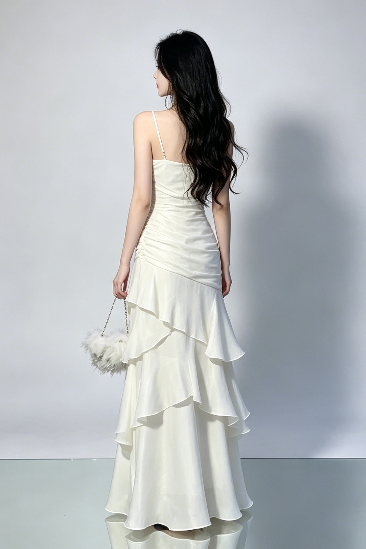 14_c0ab81e3-5e39-4e28-8489-6620a57bfad5 SIDE RUCHED TIERED RUFFLE SATIN MAXI DRESS