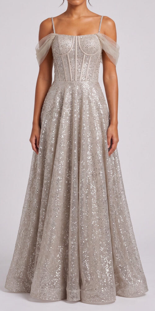 1594c05981f5b43e CHAMPAGNE SEQUIN TULLE A-LINE EVENING GOWN