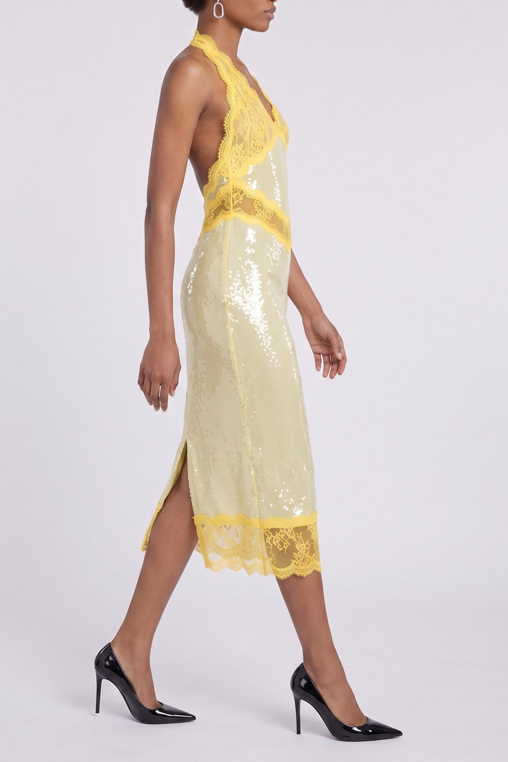 16185aab606b77d5 HALTER LACE SEQUIN MIDI DRESS FOR WEDDING GUEST