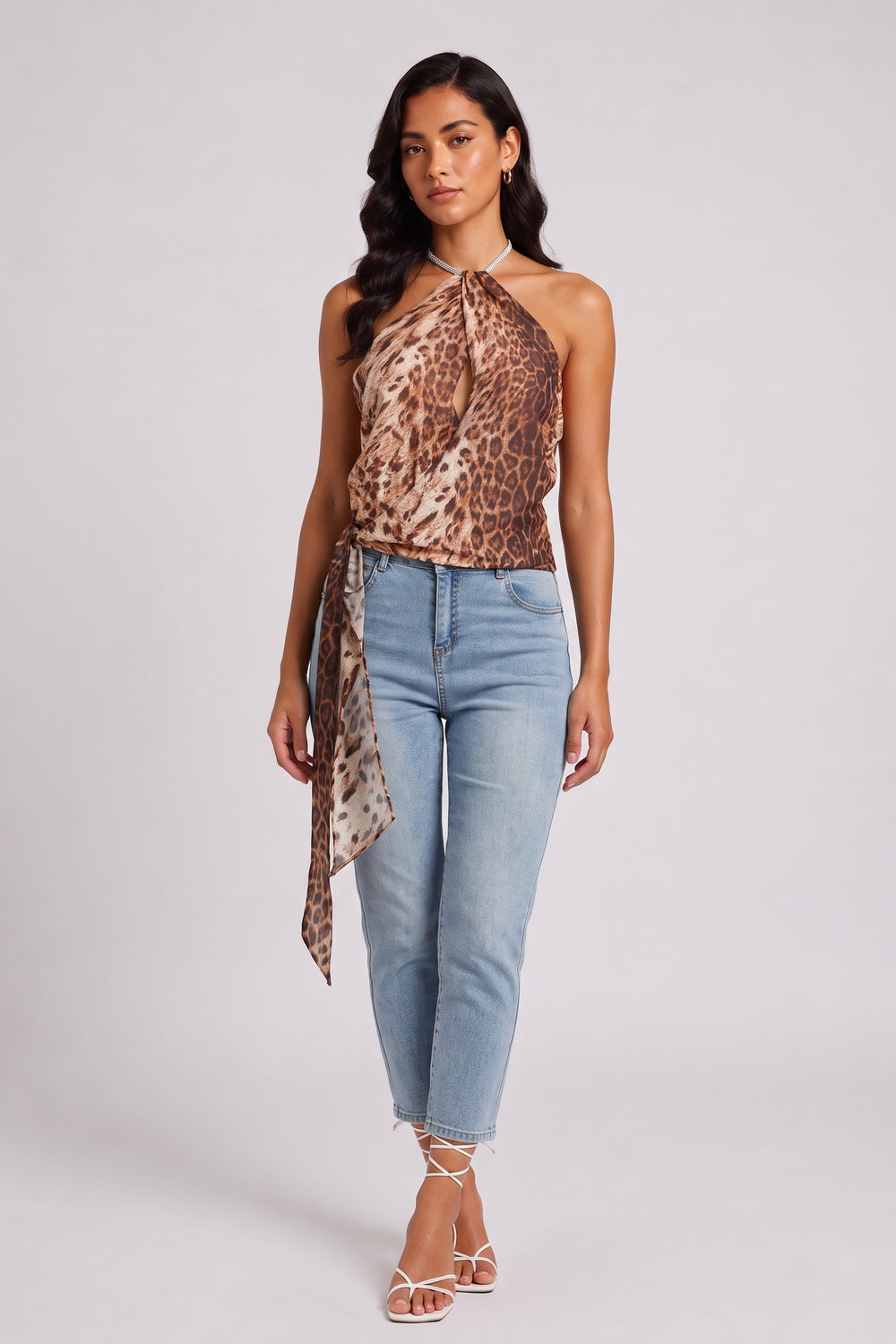 18b6467b5dc5df76 LEOPARD HALTER BACKLESS WRAP CAMI TOP
