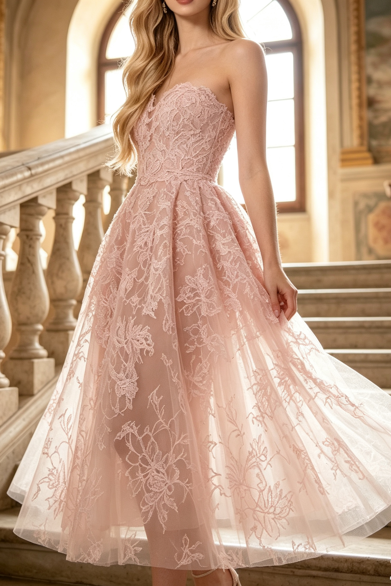 19_337940ec-7318-4958-813a-5a4d70266483 PINK BEADED LACE MIDI DRESS FOR WEDDING GUEST