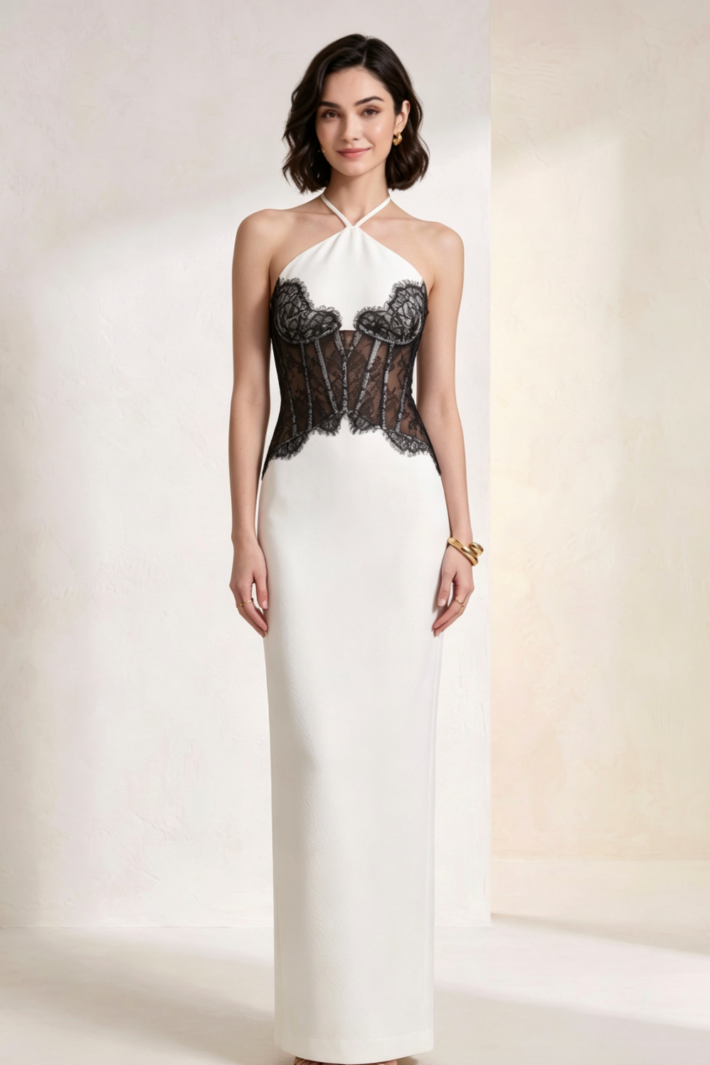 19da72427fe1afff31d7dc2eac017972 WHITE LACE CORSET COLUMN DRESS BLACK FLORAL WEDDING GUEST