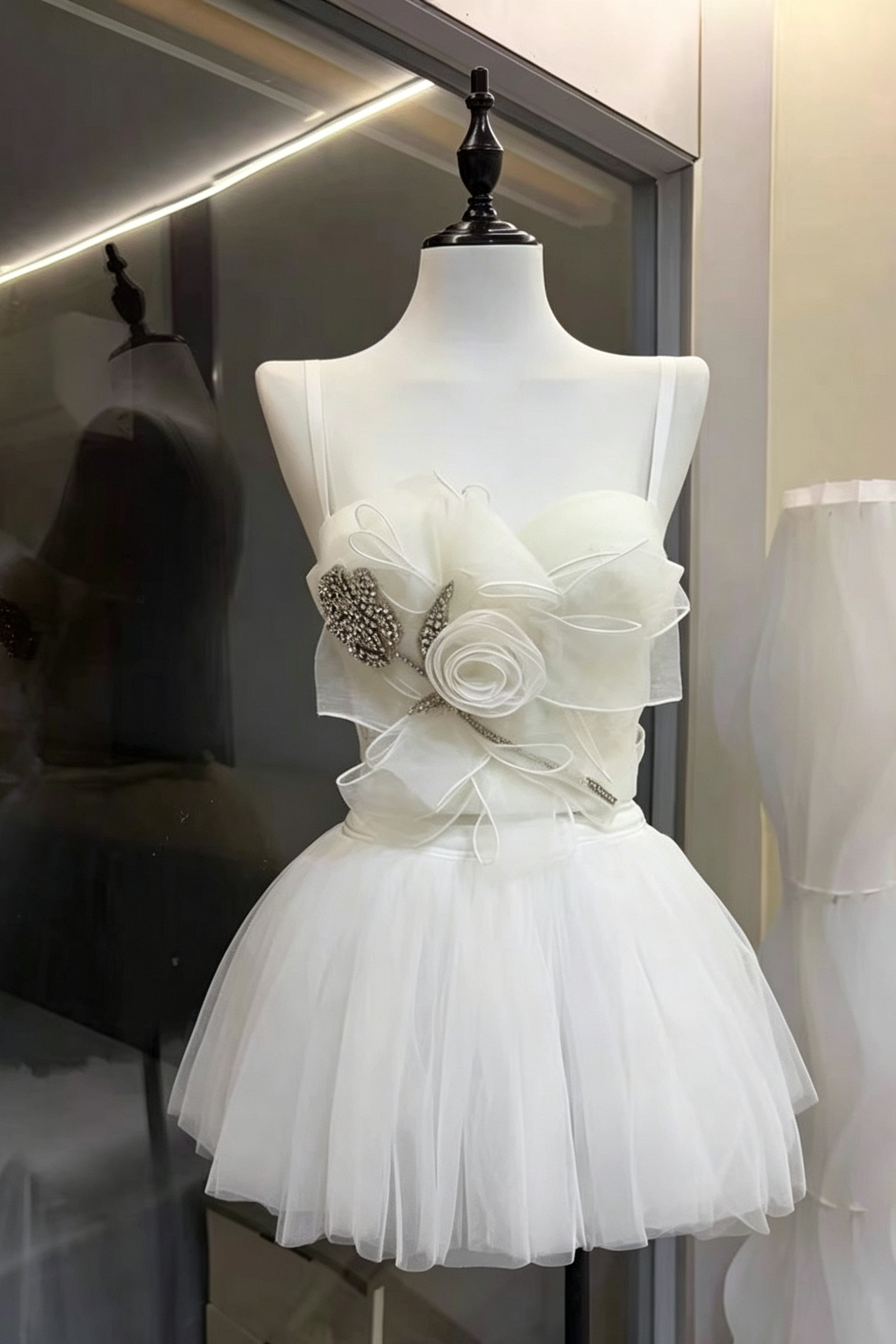 1_1_19 3D FLOWER RHINESTONE CORSET TUTU SET
